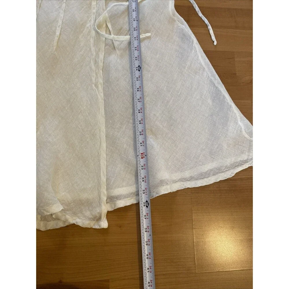 Home Frocks Linen Size M‎ Lagenlook Ivory Wrap Guaze Dress